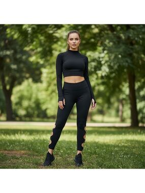 Savage X Fenty Sport Leggibg Full With Gold X By Ankles Size Medium